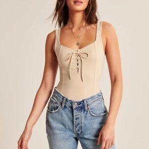 Abercrombie Lace-Up Corset Seamless Fabric Bodysuit